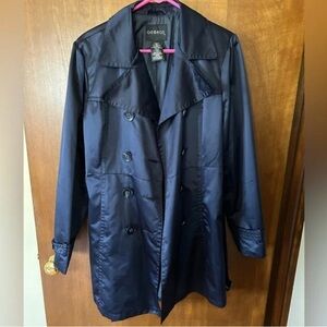 navy blue trench coat